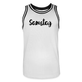 Samstag Wochenende Wochentag Woche - Männer Basketball-Trikot - Weiß/Schwarz - Vorne - AI Model Male 185 dark (185cm)