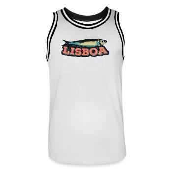 Lissabon Portugal, Lissabon Festivals, Sardinen - Männer Basketball-Trikot - Weiß/Schwarz - Vorne - AI Model Male 185 dark (185cm)