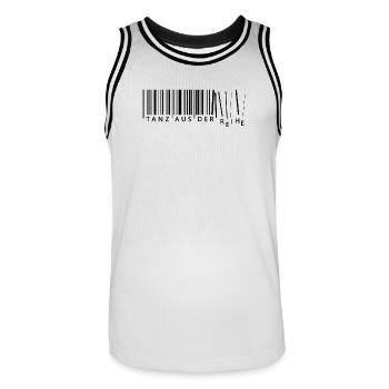 Tanz aus der Reihe - Männer Basketball-Trikot - Weiß/Schwarz - Vorne - AI Model Male 185 dark (185cm)