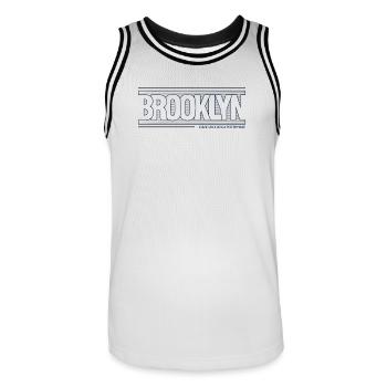 Kreative Skyline von Brooklyn City - Männer Basketball-Trikot - Weiß/Schwarz - Vorne - AI Model Male 185 dark (185cm)