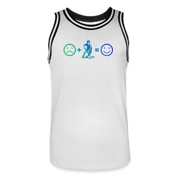 Floorball Artwork für dein Outfit - Männer Basketball-Trikot - Weiß/Schwarz - Vorne - AI Model Male 185 dark (185cm)