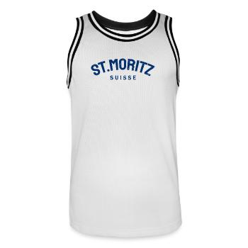 St. Moritz - Suisse - Schweiz - Swiss - Männer Basketball-Trikot - Weiß/Schwarz - Vorne - AI Model Male 185 dark (185cm)