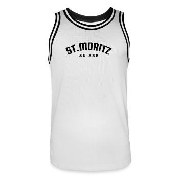 St. Moritz - Suisse - Switzerland - Swiss - Maillot de basket Homme - blanc/noir - Devant - AI Model Male 185 dark (185cm)