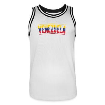 Venezuela Flag Wordmark - Men's Basketball Jersey - white/black - Front - AI Model Male 185 dark (185cm)