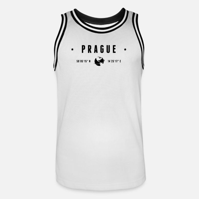 Coordinate GPS di Praga Repubblica Ceca - Maglia da basket per uomo - bianco/nero