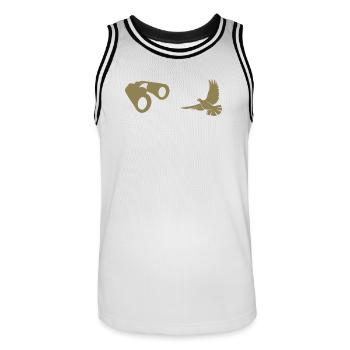 Minimalist Bird Watching Silhouette - Men's Basketball Jersey - white/black - Front - AI Model Male 185 dark (185cm)