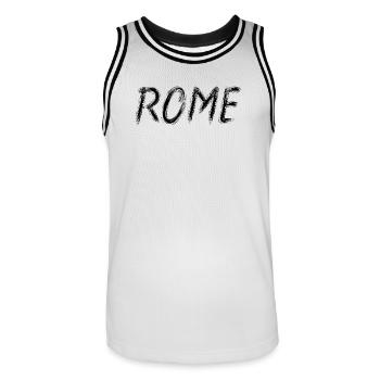 Rome Graphic Brush Lettering Schwarz - Männer Basketball-Trikot - Weiß/Schwarz - Vorne - AI Model Male 185 dark (185cm)