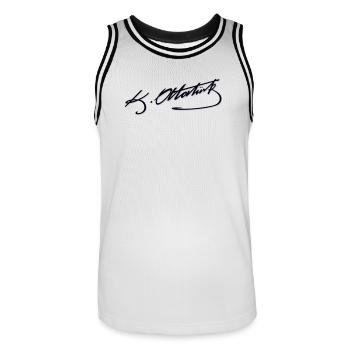 Mustafa Kemal Atatürk imza - Männer Basketball-Trikot - Weiß/Schwarz - Vorne - AI Model Male 185 dark (185cm)