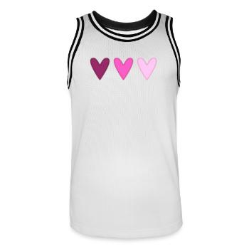 HERZ. VIELEN DANK. GELIEBTE. MEISTER. DANKE HERRIN. - Männer Basketball-Trikot - Weiß/Schwarz - Vorne - AI Model Male 185 dark (185cm)