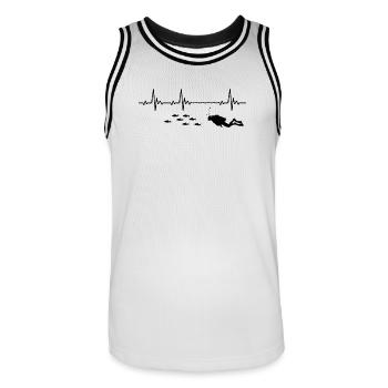 Plongeur plongeur Poissons Heartbeat Fréquence Puls - Maillot de basket Homme - blanc/noir - Devant - AI Model Male 185 dark (185cm)