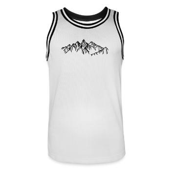 Mountains Black silhouettes in the fog - Men's Basketball Jersey - white/black - Front - AI Model Male 185 dark (185cm)