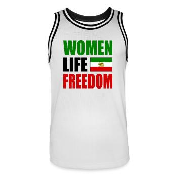 Women life freedom - Maillot de basket Homme - blanc/noir - Devant - AI Model Male 185 dark (185cm)