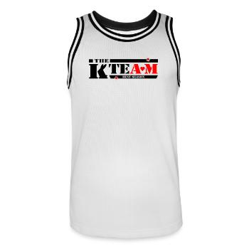 The K Team - Männer Basketball-Trikot - Weiß/Schwarz - Vorne - AI Model Male 185 dark (185cm)