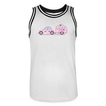 Car with caravan Pink Heart - Men's Basketball Jersey - white/black - Front - AI Model Male 185 dark (185cm)