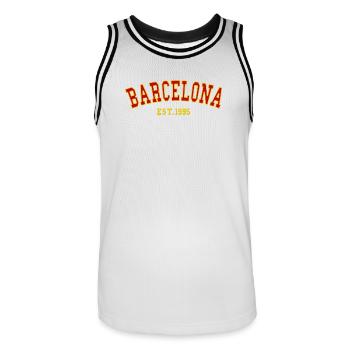 Barcelona_Est_1995 - Maillot de basket Homme - blanc/noir - Devant - AI Model Male 185 dark (185cm)