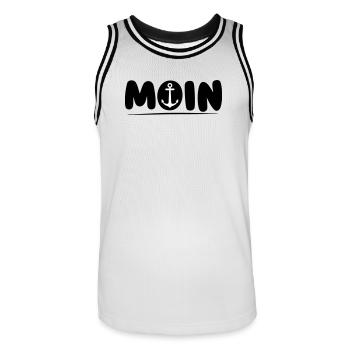 Moin with Anker - Men's Basketball Jersey - white/black - Front - AI Model Male 185 dark (185cm)