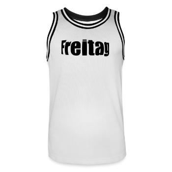 Friday - Men's Basketball Jersey - white/black - Front - AI Model Male 185 dark (185cm)