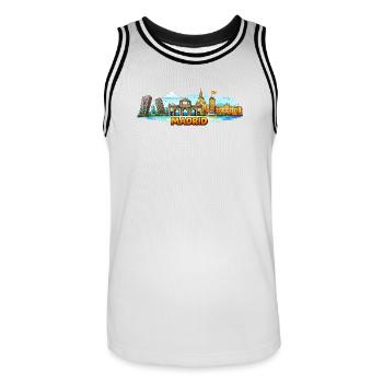 Madrid Skyline City - Men's Basketball Jersey - white/black - Front - AI Model Male 185 dark (185cm)