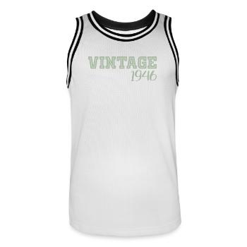 80 Years 1946 Vintage Retro Birthday Gift - Men's Basketball Jersey - white/black - Front - AI Model Male 185 dark (185cm)