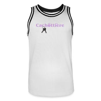 Cachottière Clés et Mystère - Maillot de basket Homme - blanc/noir - Devant - AI Model Male 185 dark (185cm)