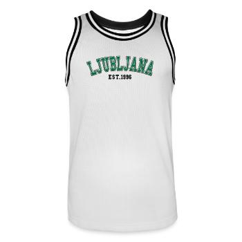 Ljubljana Fondée en 1996 - Maillot de basket Homme - blanc/noir - Devant - AI Model Male 185 dark (185cm)