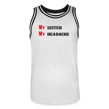 Ma sœur jolie citation - Maillot de basket Homme - blanc/noir - Devant - AI Model Male 185 dark (185cm)