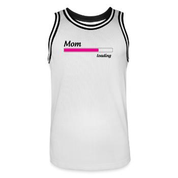 Maman loading... Please Wait - Future Mère - Maillot de basket Homme - blanc/noir - Devant - AI Model Male 185 dark (185cm)