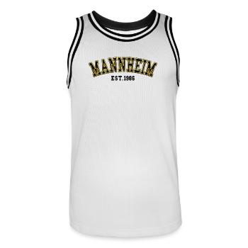Mannheim Est. 1986 - Men's Basketball Jersey - white/black - Front - AI Model Male 185 dark (185cm)