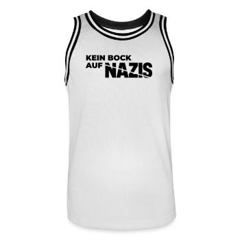Kein_Bock_auf_Nazis - Männer Basketball-Trikot - Weiß/Schwarz - Vorne - AI Model Male 185 dark (185cm)