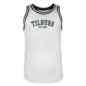 Tilburg gegründet 1996 - Männer Basketball-Trikot - Weiß/Schwarz - Vorne - AI Model Male 185 dark (185cm)