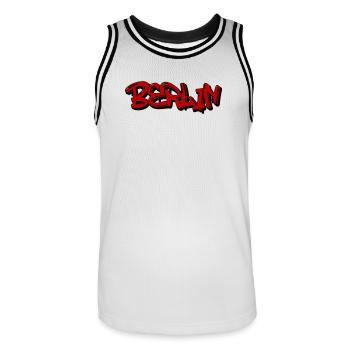 Berlin Graffiti Style - Männer Basketball-Trikot - Weiß/Schwarz - Vorne - AI Model Male 185 dark (185cm)