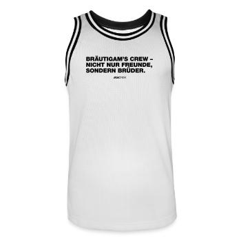 Bräutigamscrew (JGA - Jungesellenabschied) - Männer Basketball-Trikot - Weiß/Schwarz - Vorne - AI Model Male 185 dark (185cm)