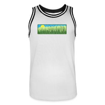 Summer Vacation Hiking Outline - Men's Basketball Jersey - white/black - Front - AI Model Male 185 dark (185cm)
