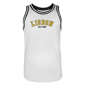 Lisbonne Fondé en 1965 - Maillot de basket Homme - blanc/noir - Devant - AI Model Male 185 dark (185cm)