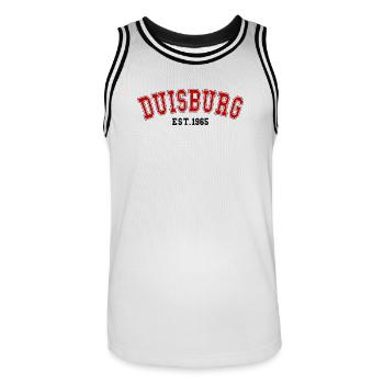 Duisburg Est. 1965 - Men's Basketball Jersey - white/black - Front - AI Model Male 185 dark (185cm)