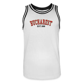 Bukarest Est. 1966 - Männer Basketball-Trikot - Weiß/Schwarz - Vorne - AI Model Male 185 dark (185cm)