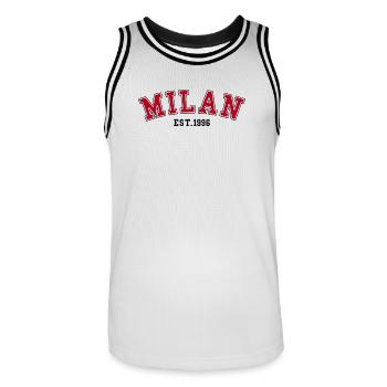 Milan Est. 1996 - Men's Basketball Jersey - white/black - Front - AI Model Male 185 dark (185cm)