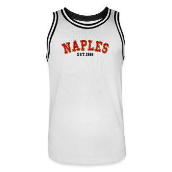 Naples Est. 1966 - Men's Basketball Jersey - white/black - Front - AI Model Male 185 dark (185cm)