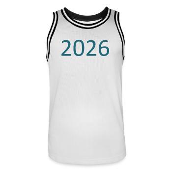 Année du numéro 2026 - Maillot de basket Homme - blanc/noir - Devant - AI Model Male 185 dark (185cm)