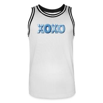 XOXO Patchwork Look with Fabric Look - Men's Basketball Jersey - white/black - Front - AI Model Male 185 dark (185cm)