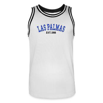 Las Palmas Est. 1966 - Men's Basketball Jersey - white/black - Front - AI Model Male 185 dark (185cm)