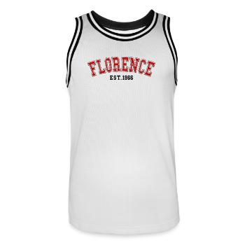 Florence, gegründet 1966 - Männer Basketball-Trikot - Weiß/Schwarz - Vorne - AI Model Male 185 dark (185cm)