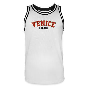 Venice Est. 1986 - Men's Basketball Jersey - white/black - Front - AI Model Male 185 dark (185cm)