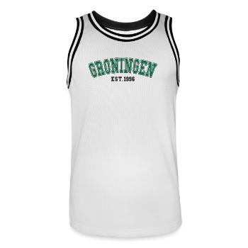 Groningen Est. 1996 - Men's Basketball Jersey - white/black - Front - AI Model Male 185 dark (185cm)