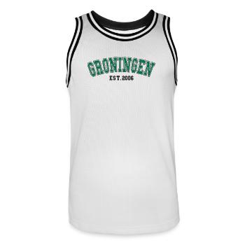 Groningen Est. 2006 - Men's Basketball Jersey - white/black - Front - AI Model Male 185 dark (185cm)
