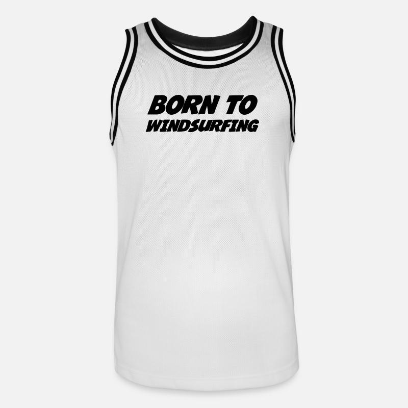 Windsurfen / Windsurfer / Windsurf / Windsurfing - Männer Basketball-Trikot - Weiß/Schwarz