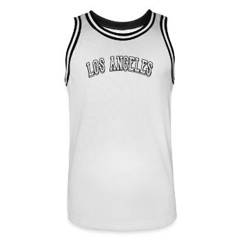 Los Angeles Shirt - Men's Basketball Jersey - white/black - Front - AI Model Male 185 dark (185cm)