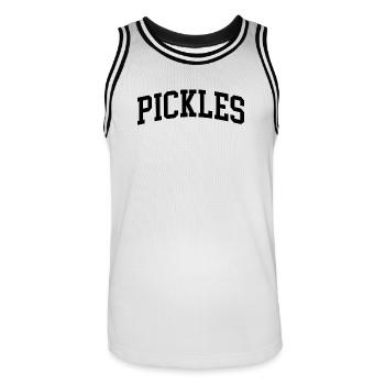 Pickle College Universität Pickles - Männer Basketball-Trikot - Weiß/Schwarz - Vorne - AI Model Male 185 dark (185cm)