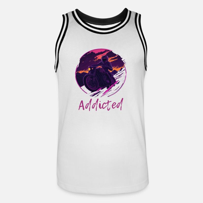 Synthwave Motorcycle Addicted - Männer Basketball-Trikot - Weiß/Schwarz