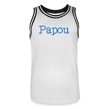 PAPOU. PAPA. FÊTE DES PÈRES. BONNE FÊTE PAPA - Maillot de basket Homme - blanc/noir - Devant - AI Model Male 185 dark (185cm)